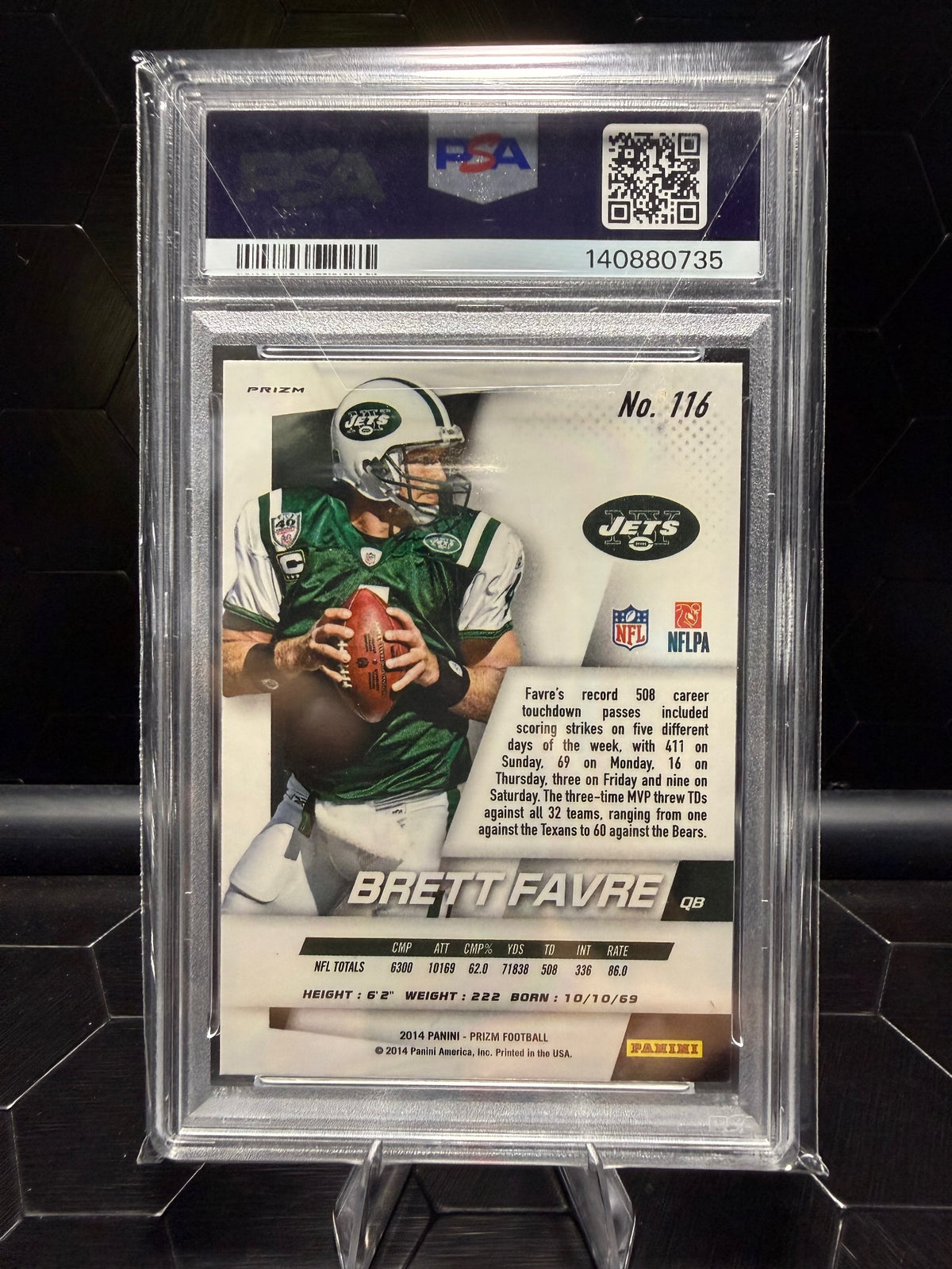 2014 Panini Prizm Brett Favre #116 Camo Prizm PSA 9