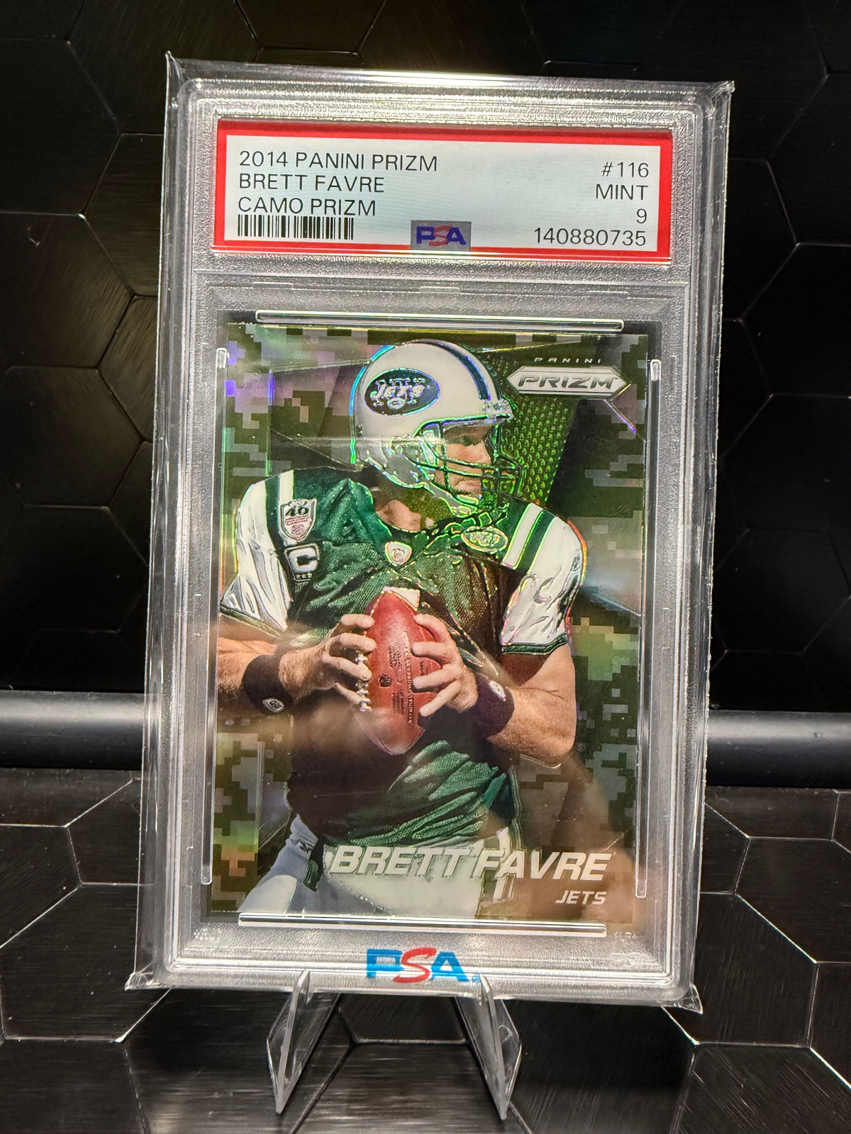2014 Panini Prizm Brett Favre #116 Camo Prizm PSA 9