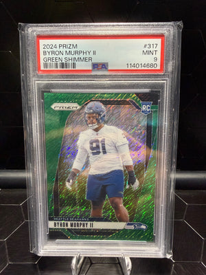 2024 Panini Prizm Byron Murphy II #317 Green Shimmer RC /5 PSA 9