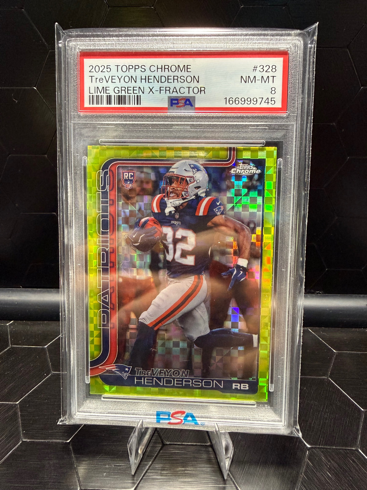 2025 Topps Chrome TreVeyon Henderson #328 Lime Green X-Fractor RC PSA 8