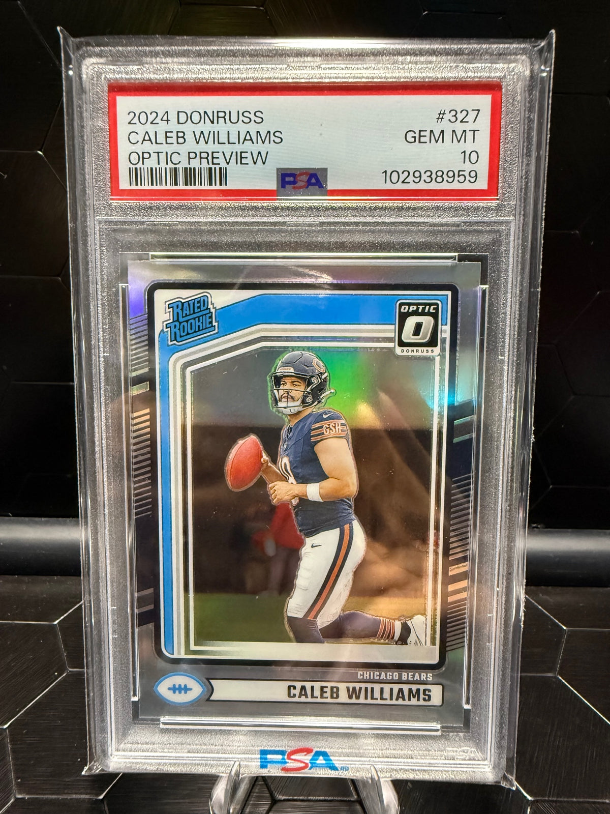 2024 Donruss #327 Caleb Williams Optic Rated Rookies Preview Pink PSA 10