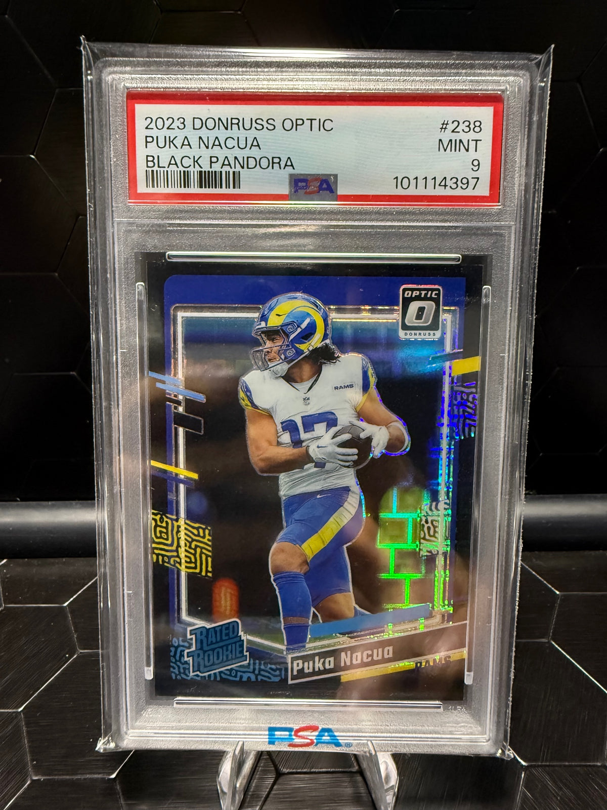2023 Donruss Optic #238 Puka Nacua Green Hyper PSA 9