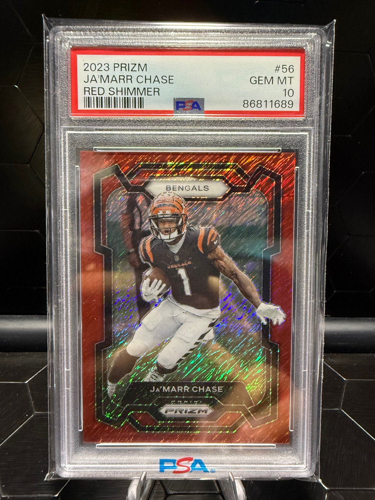 2023 Panini Prizm Ja'Marr Chase #56 Red Shimmer /35 PSA 10