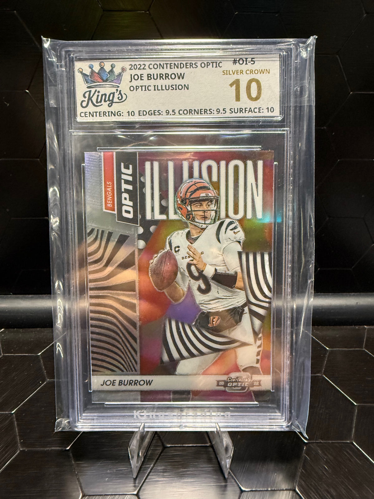 2022 Panini Contenders Optic Joe Burrow Optic Illusion #OI-5 Silver Crown 10