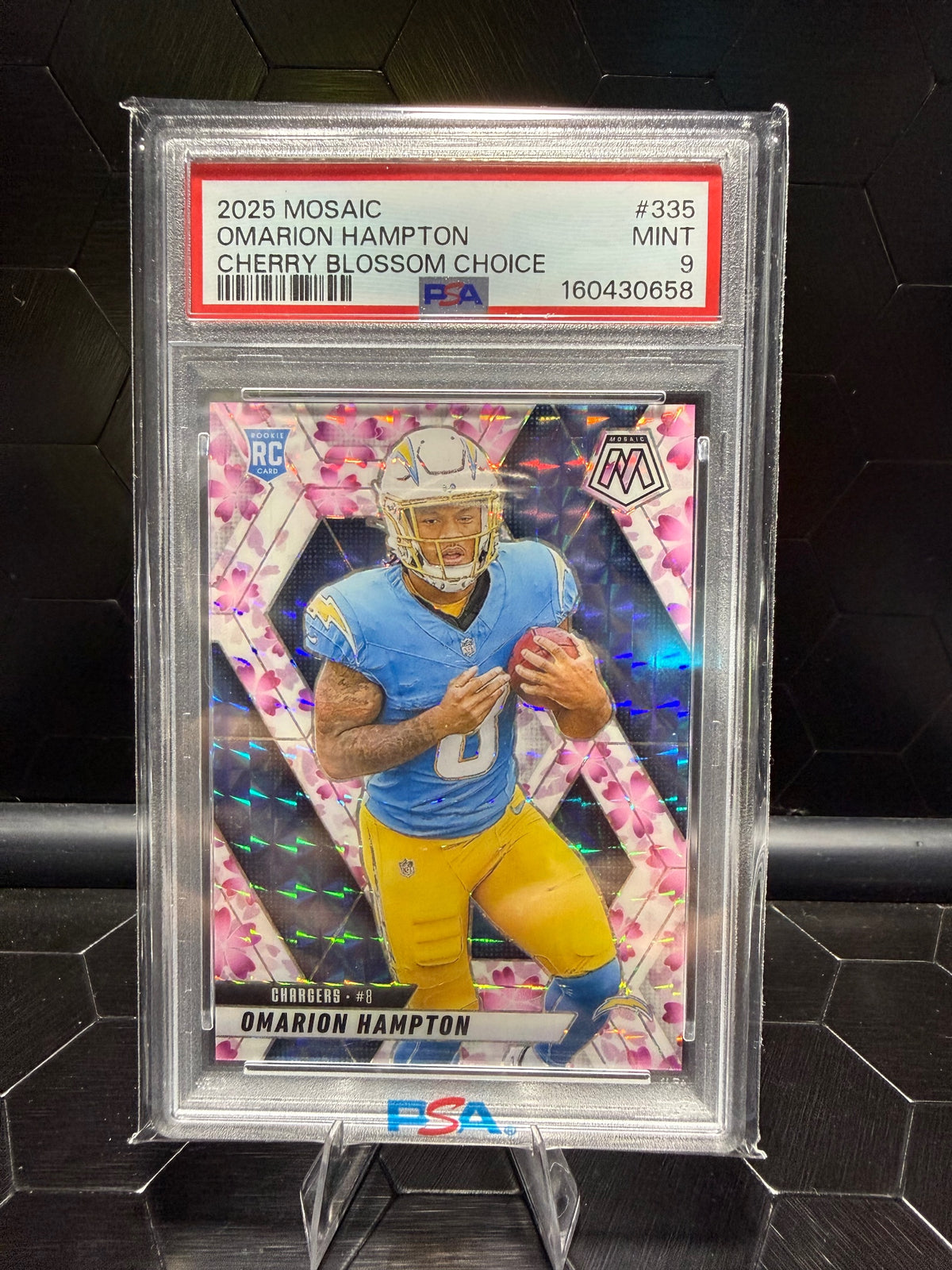 2025 Panini Mosaic Omarion Hampton #335 Cherry Blossom Choice RC /20 PSA 9