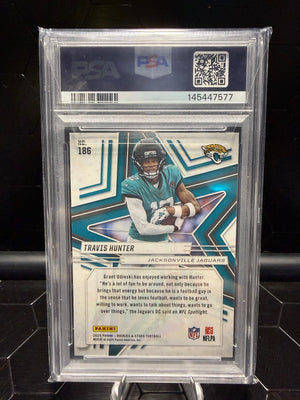 2025 Panini Rookies & Stars Travis Hunter #186 Gold RC /10 PSA 9