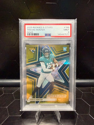 2025 Panini Rookies & Stars Travis Hunter #186 Gold RC /10 PSA 9