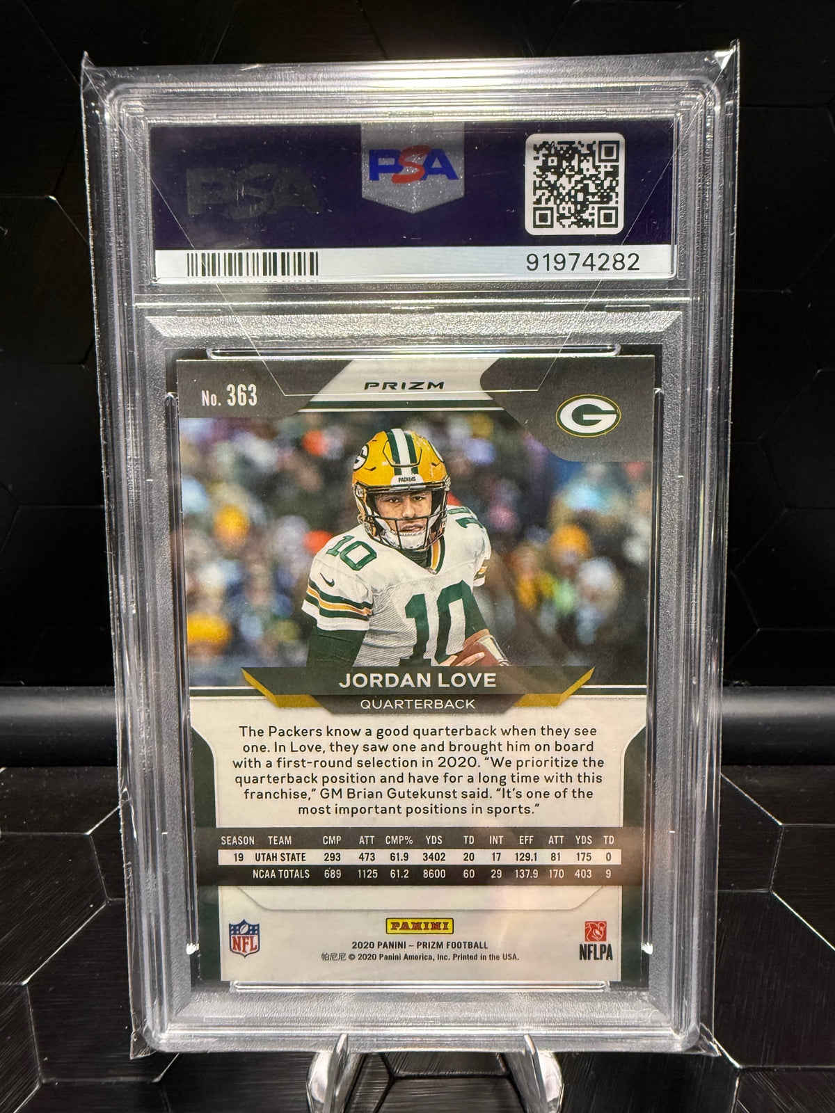 2020 Panini Prizm Jordan Love #363 Lazer Prizm RC PSA 10