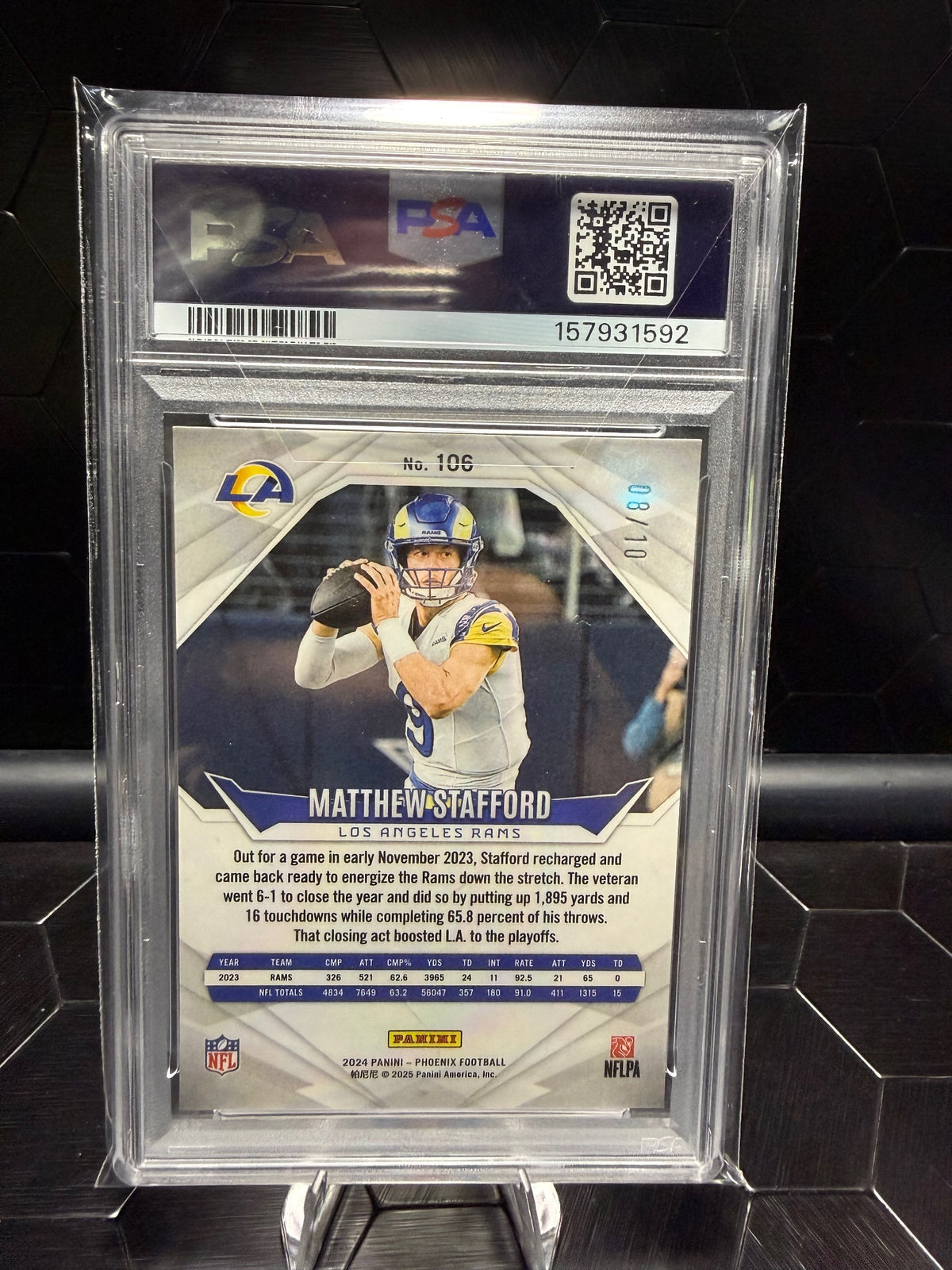 2024 Panini Phoenix Matthew Stafford #106 International Gold /10 PSA 10