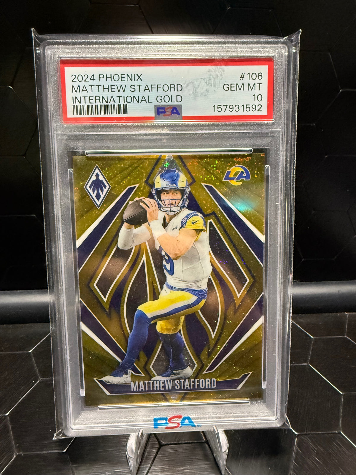 2024 Panini Phoenix Matthew Stafford #106 International Gold /10 PSA 10