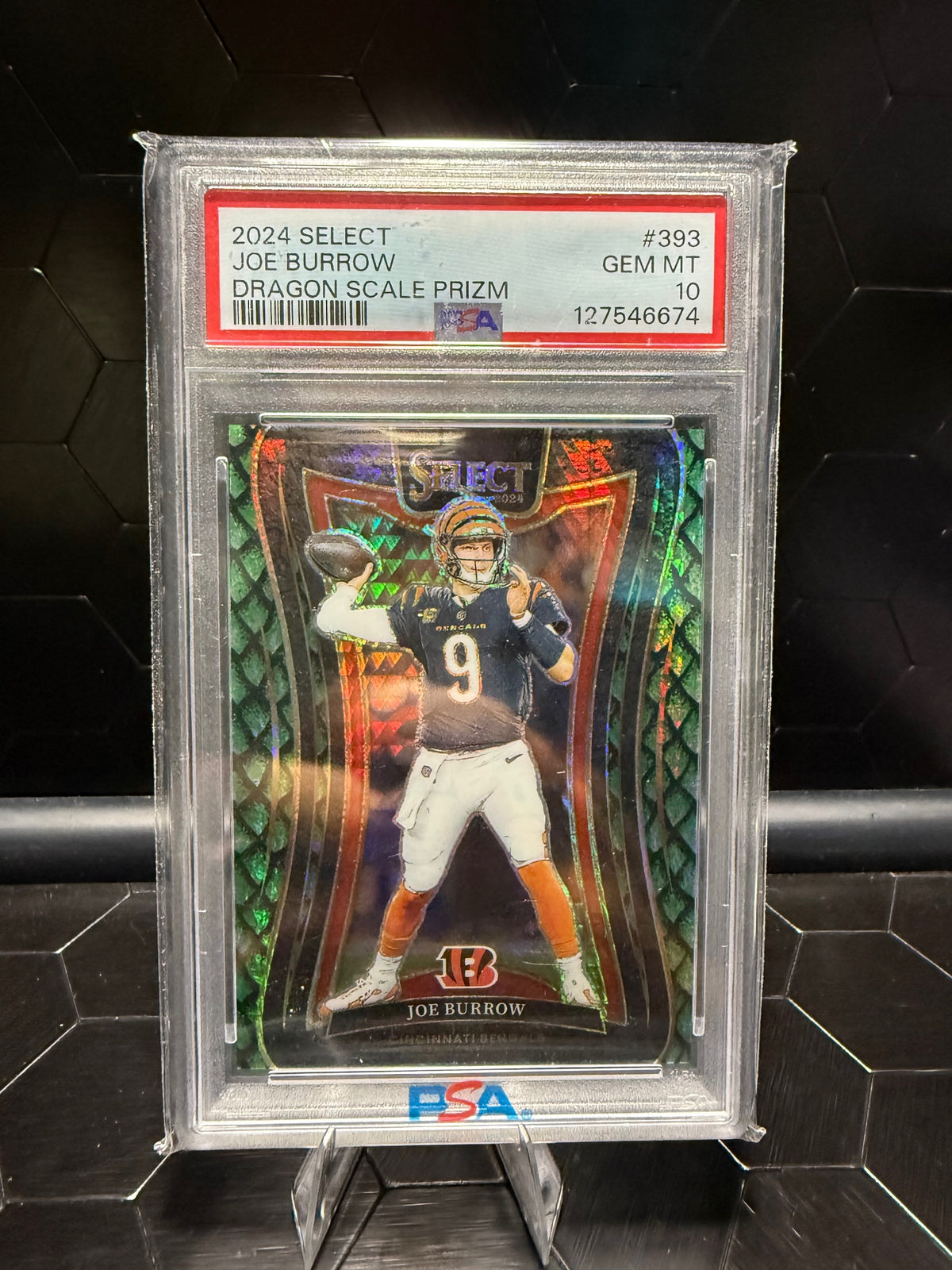 2024 Panini Select Joe Burrow #393 Dragon Scale Prizm /81 PSA 10