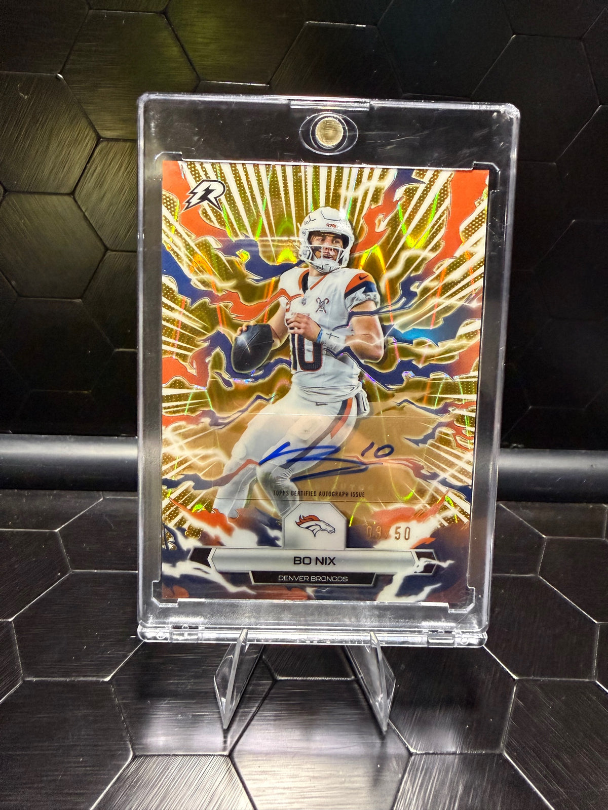 2024 Topps Resurgence Bo Nix #RRS-BN Gold Power Surge Rookie Autograph /50