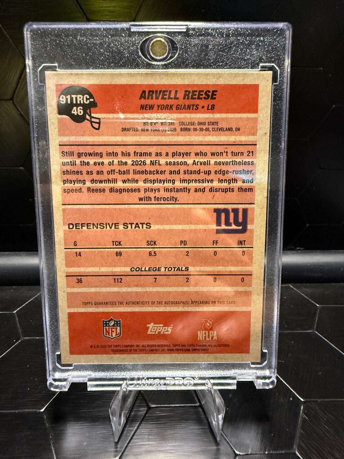 2026 Topps Flagship Arvell Reese Chrome Mojo Auto RC 35th Anniversary Giants