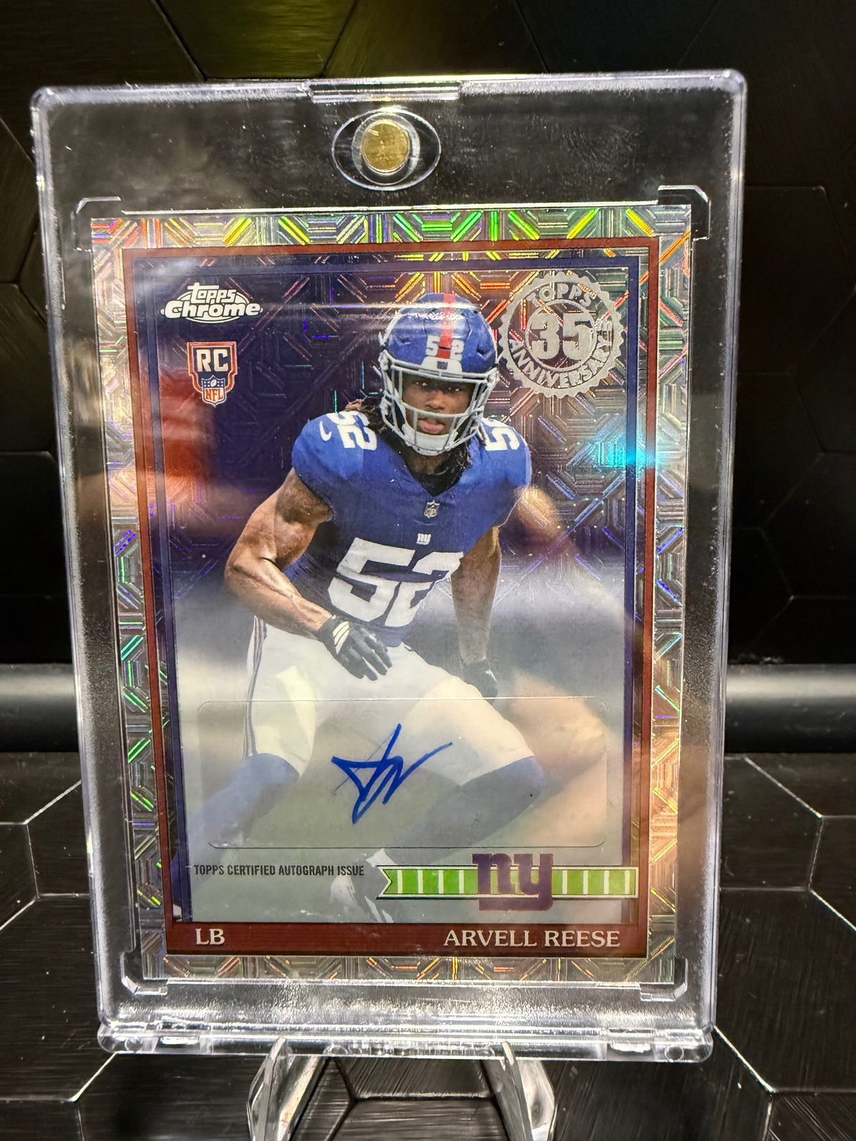 2026 Topps Flagship Arvell Reese Chrome Mojo Auto RC 35th Anniversary Giants