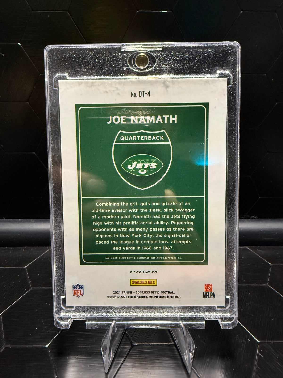 2021 Donruss Optic Joe Namath #DT-4 Downtown Prizm Jets
