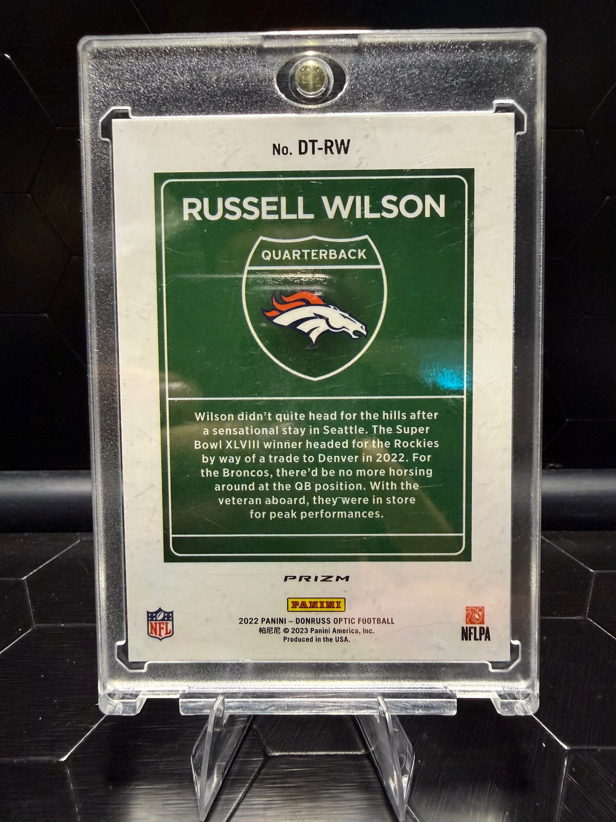 2022 Donruss Optic Russell Wilson #DT-RW Downtown Prizm Broncos