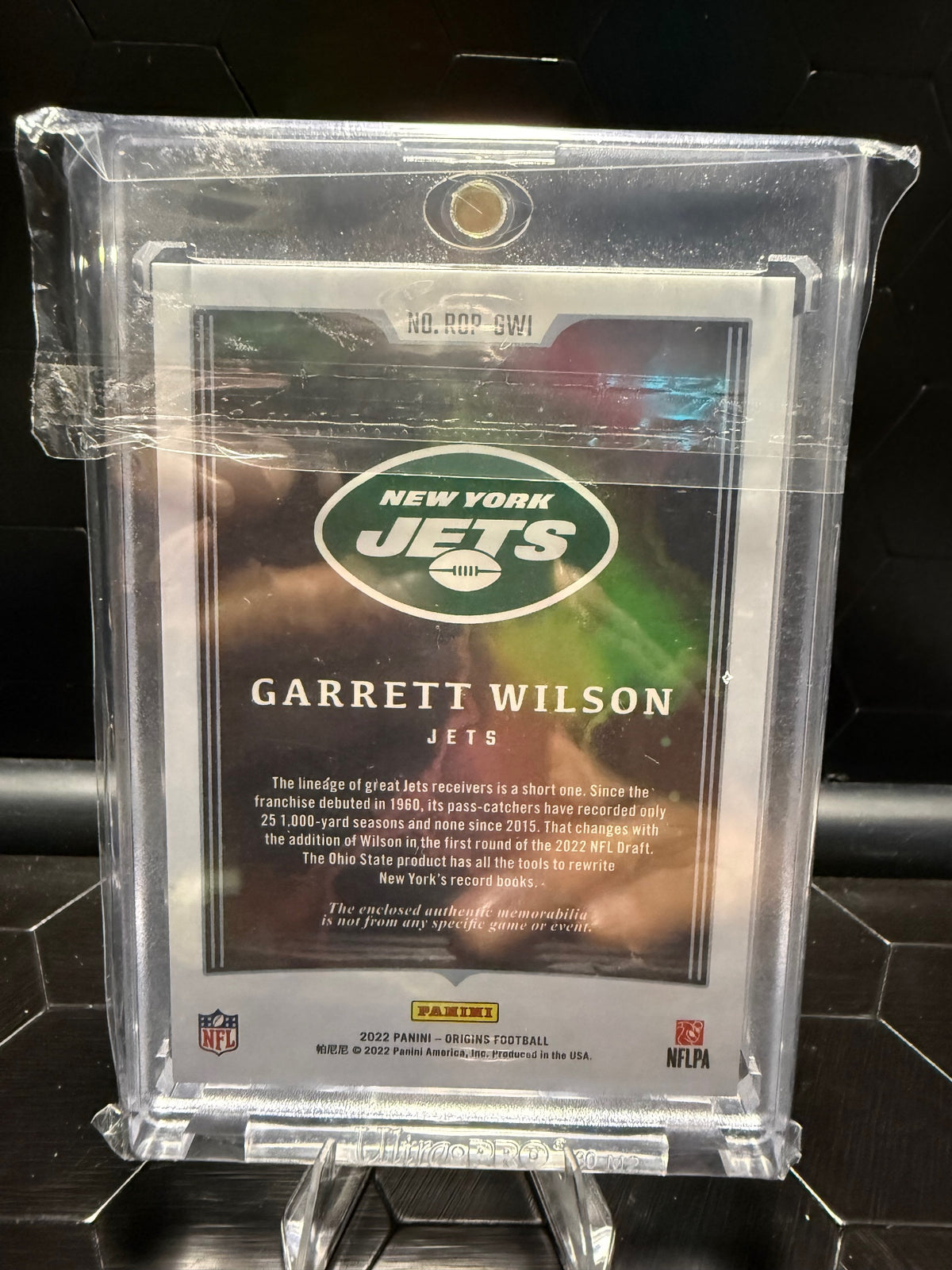 2022 Panini Origins #ROP-GWI Garrett Wilson Rookie Patches #/199