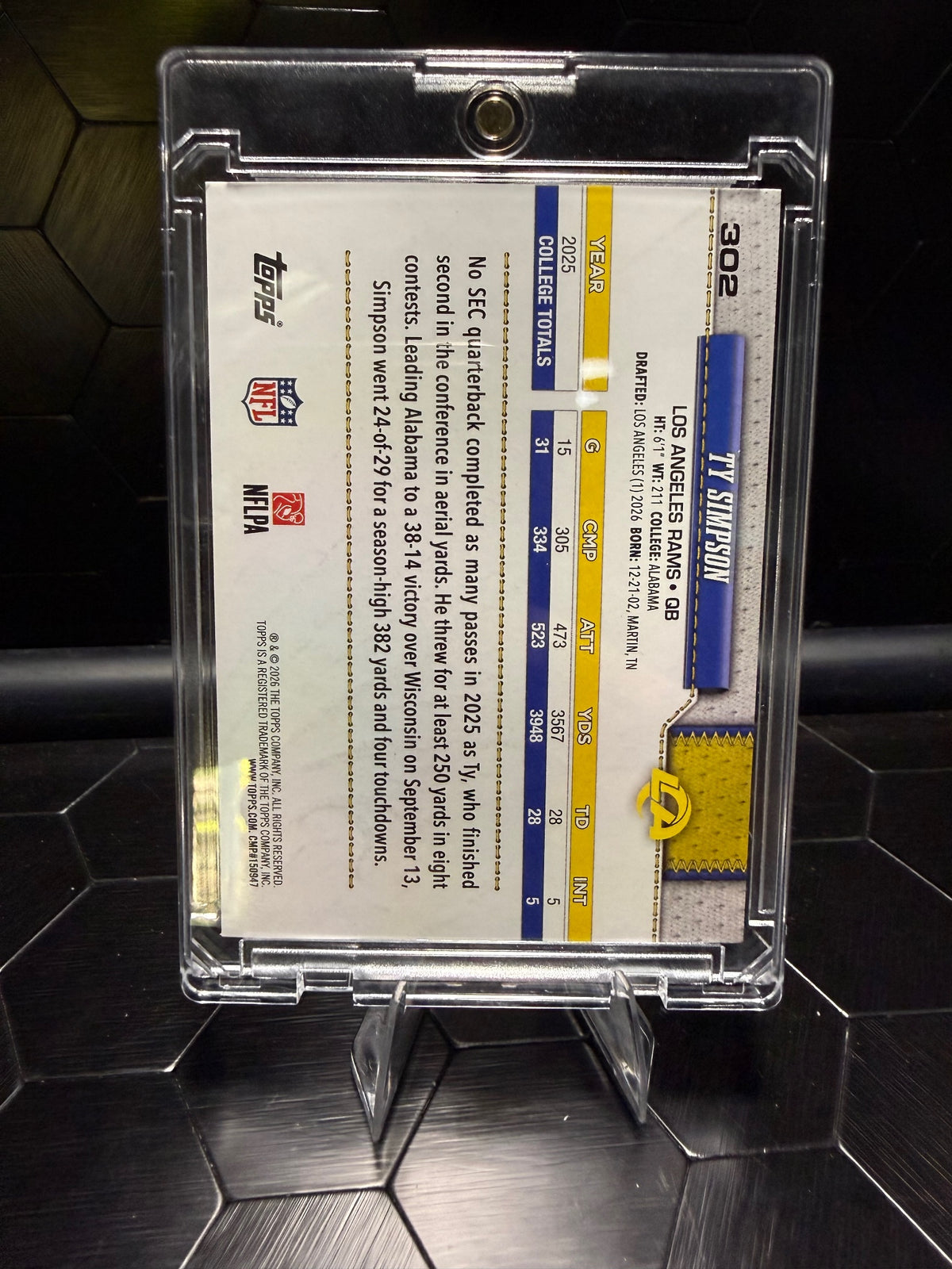2026 Topps Flagship Ty Simpson #302 Gold Foil RC Rams