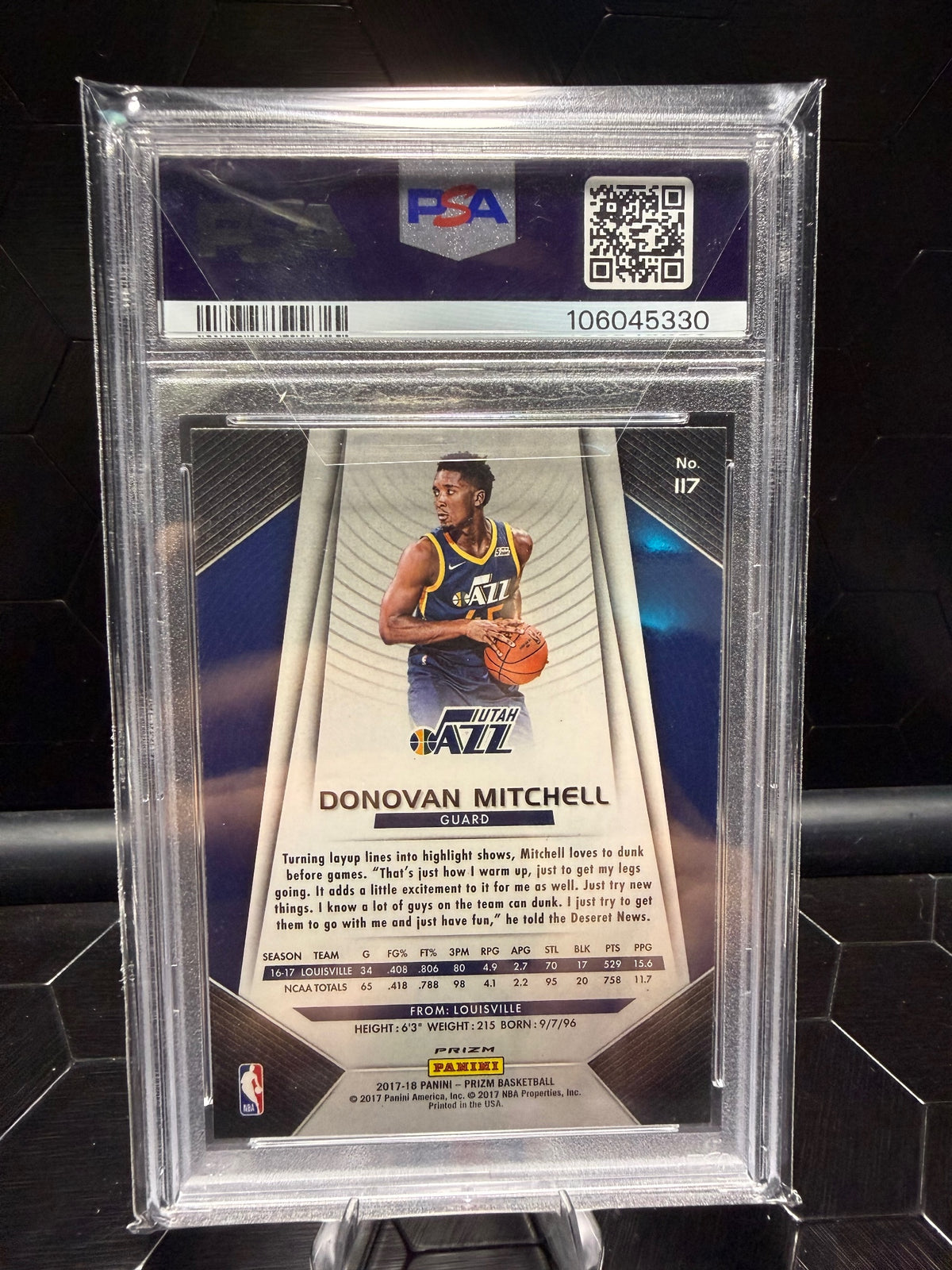 2017 Panini Prizm Donovan Mitchell Silver Prizm PSA 9