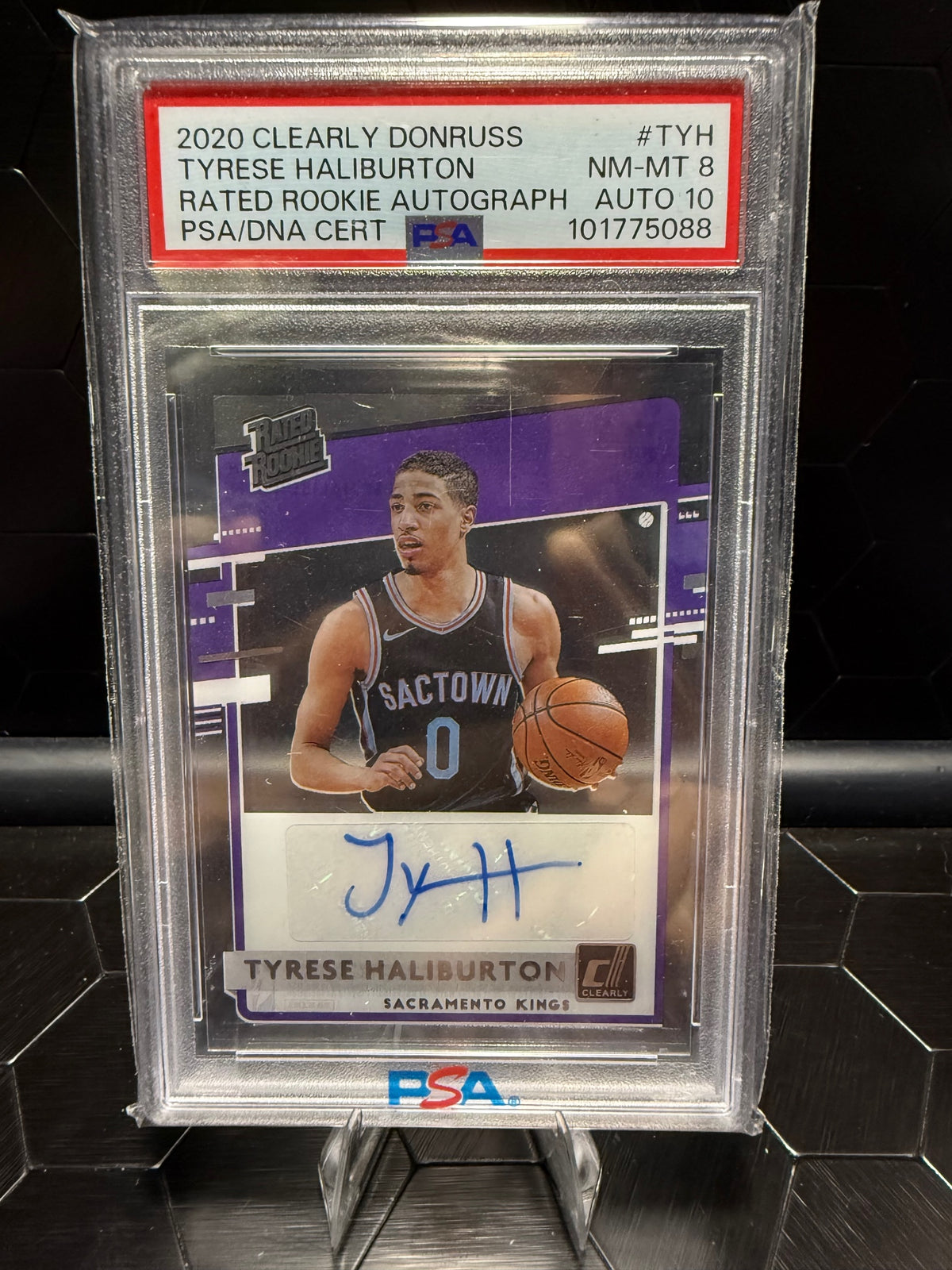 2020-21 Clearly Donruss Tyrese Haliburton #RRA-TYH RC Auto PSA 8 Auto 10