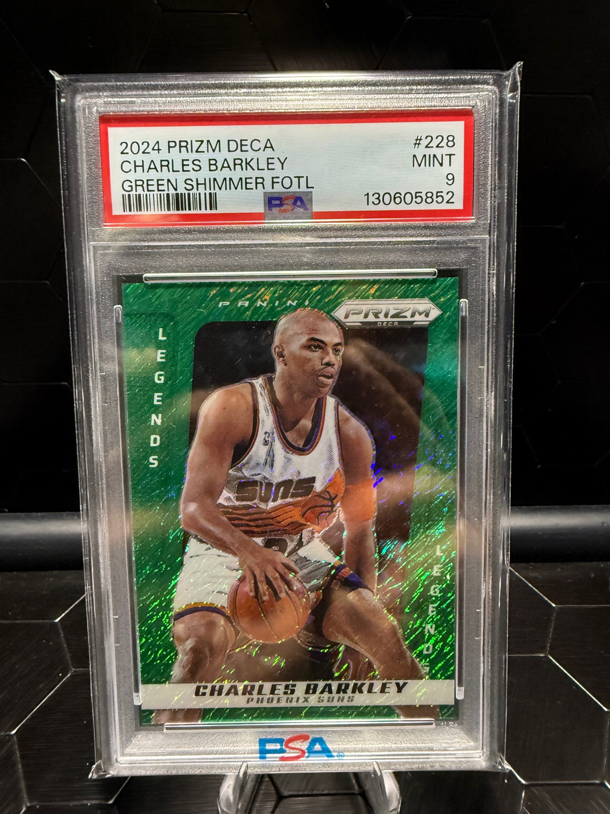 2024-25 Panini Prizm Deca Charles Barkley #228 Green Shimmer FOTL PSA 9