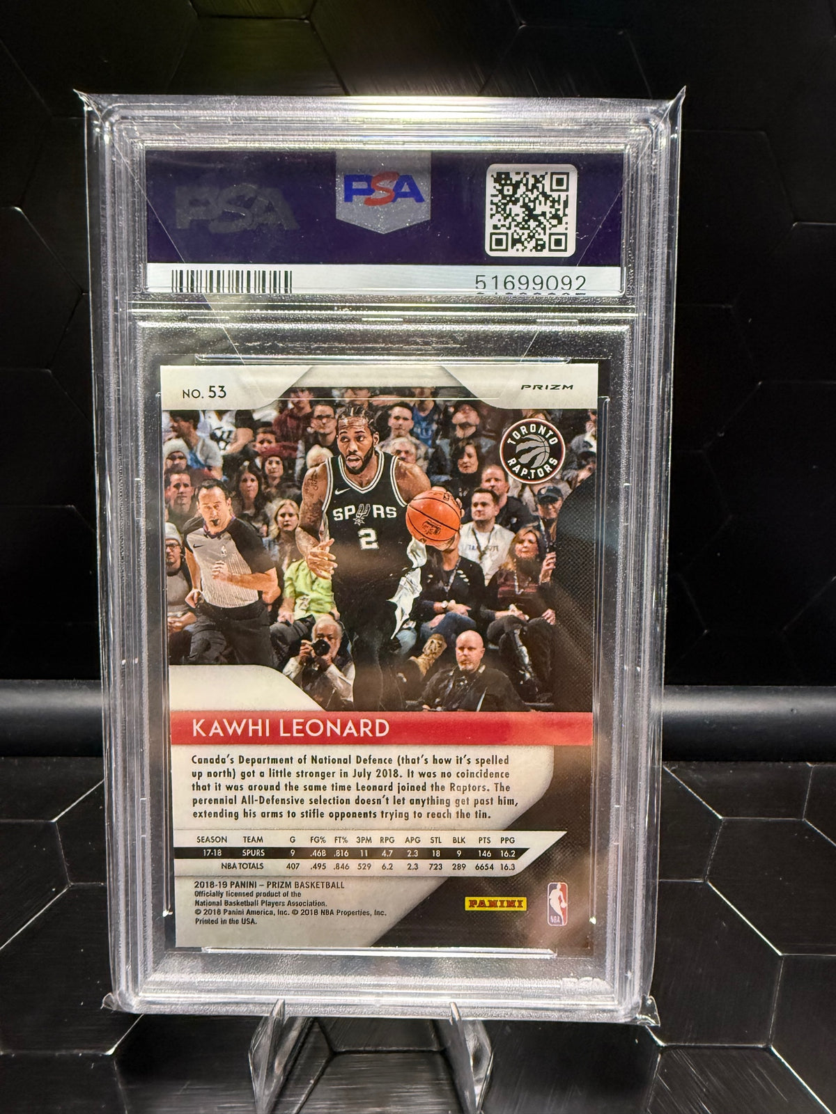 2018-19 Panini Prizm Kawhi Leonard #53 Silver Prizm PSA 10
