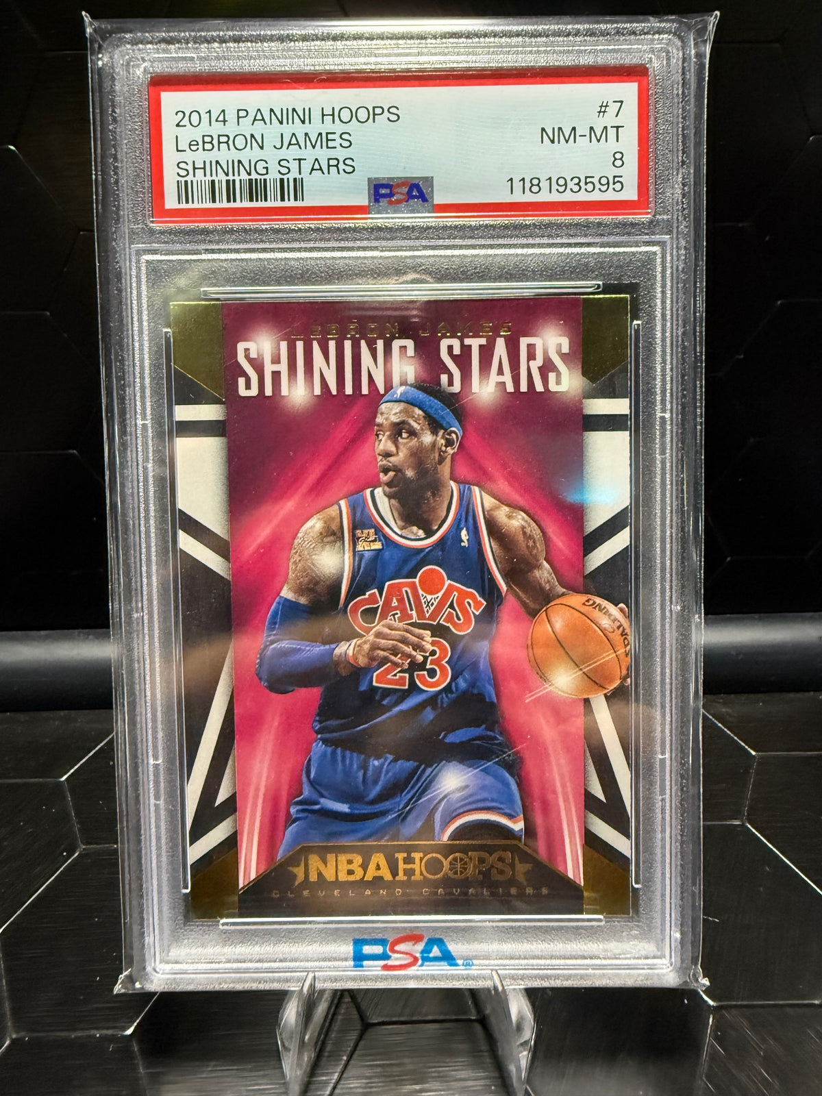 2014-15 Hoops #7 LeBron James Shining Stars PSA 8