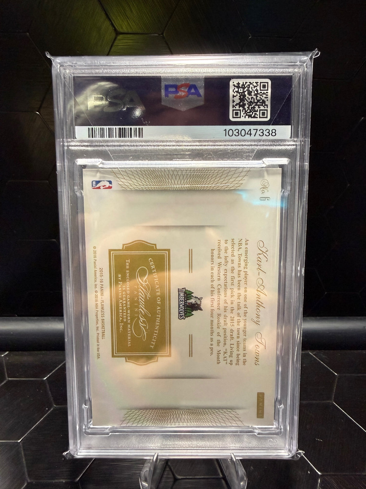 2015-16 Panini Flawless Karl-Anthony Towns #6 Rookie Patch /25 PSA 9