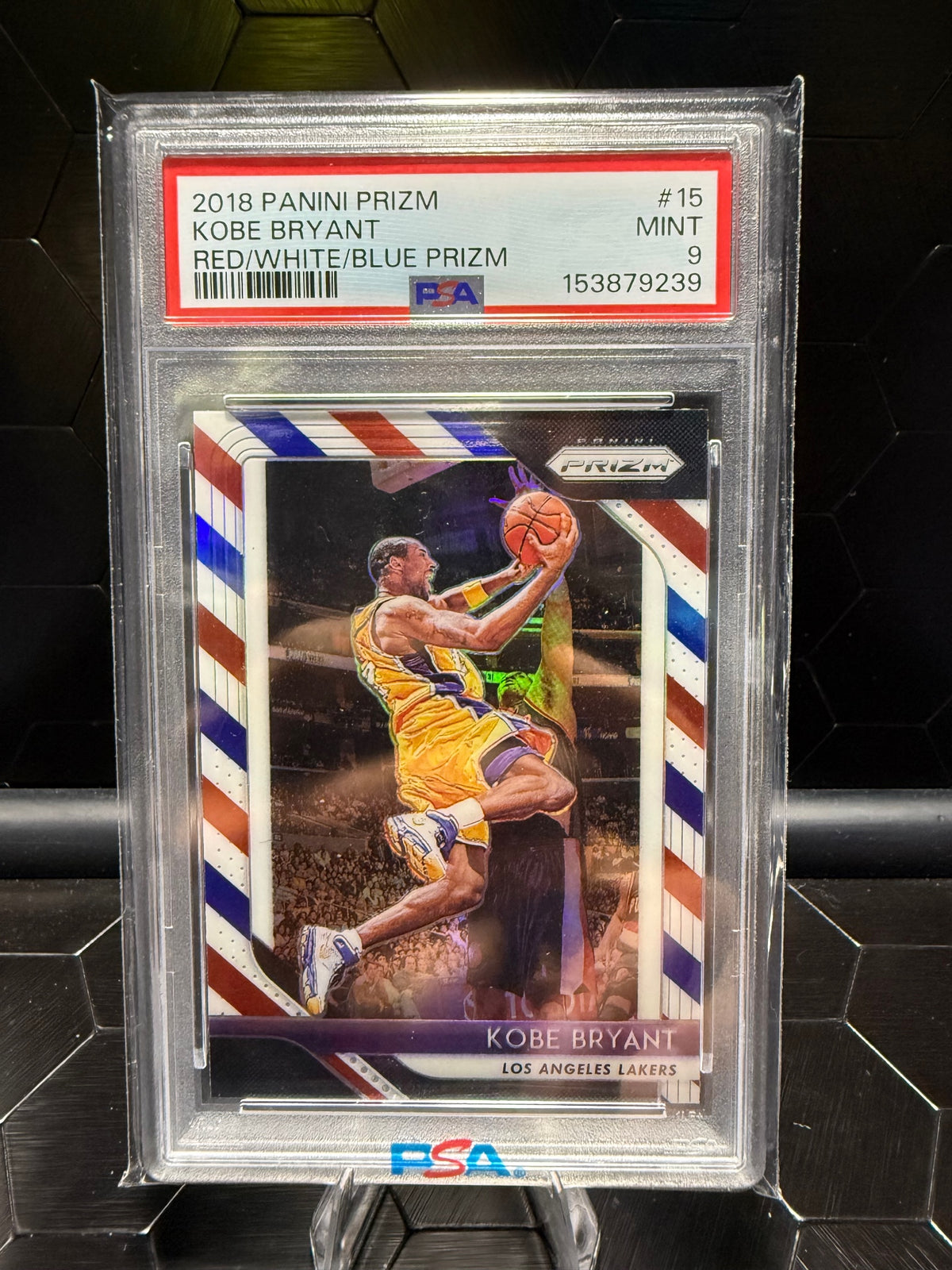 2018-19 Panini Prizm Kobe Bryant #15 Red White and Blue Prizm PSA 9