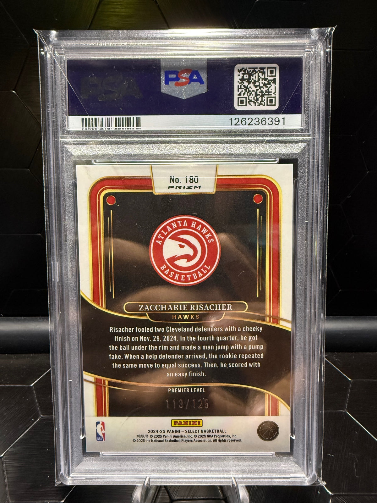 2024-25 Panini Select #180 Zaccharie Risacher Green Camo /125 PSA 10