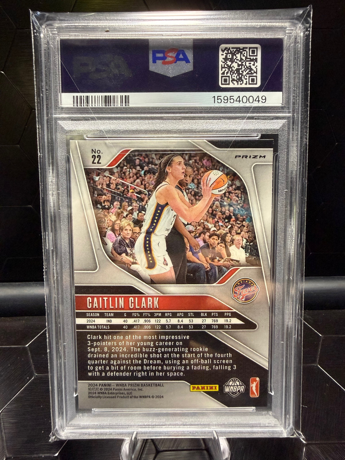 2024 Panini Prizm WNBA Caitlin Clark #22 Ice Prizm RC PSA 10