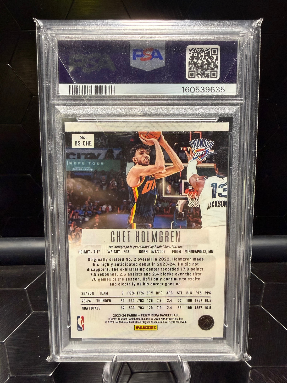 2023 Panini Prizm Deca Chet Holmgren #DSCHE Signature PSA 9