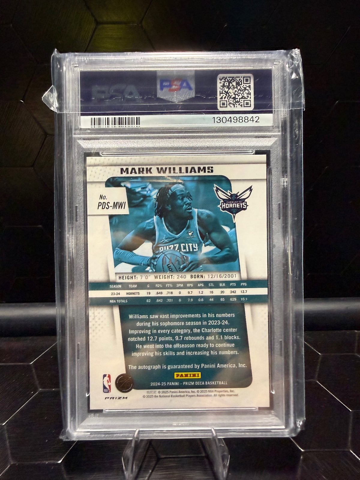 2024 Panini Prizm Deca Mark Williams #PDSMWI Signature Gold Prizm PSA 9