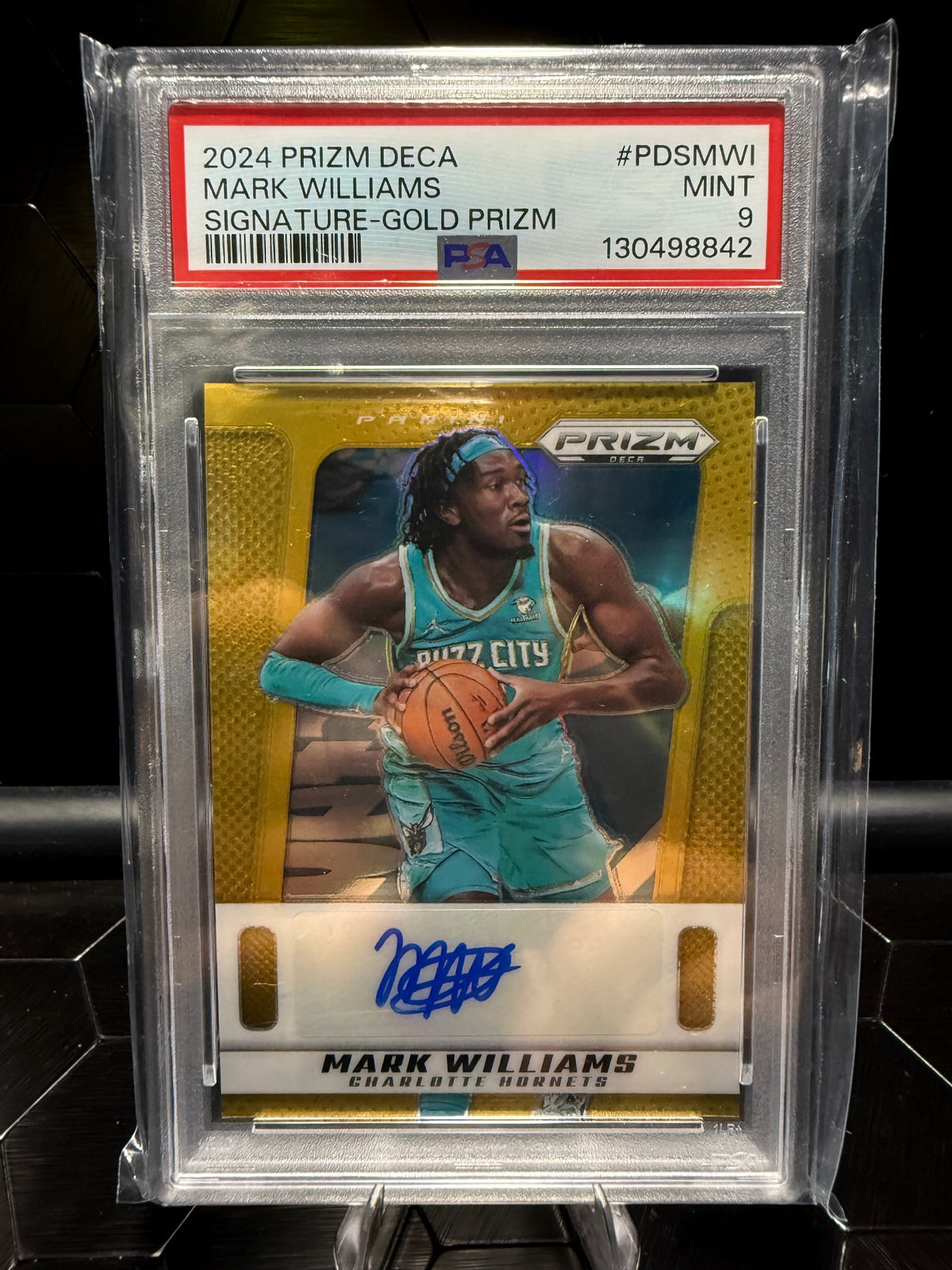 2024 Panini Prizm Deca Mark Williams #PDSMWI Signature Gold Prizm PSA 9
