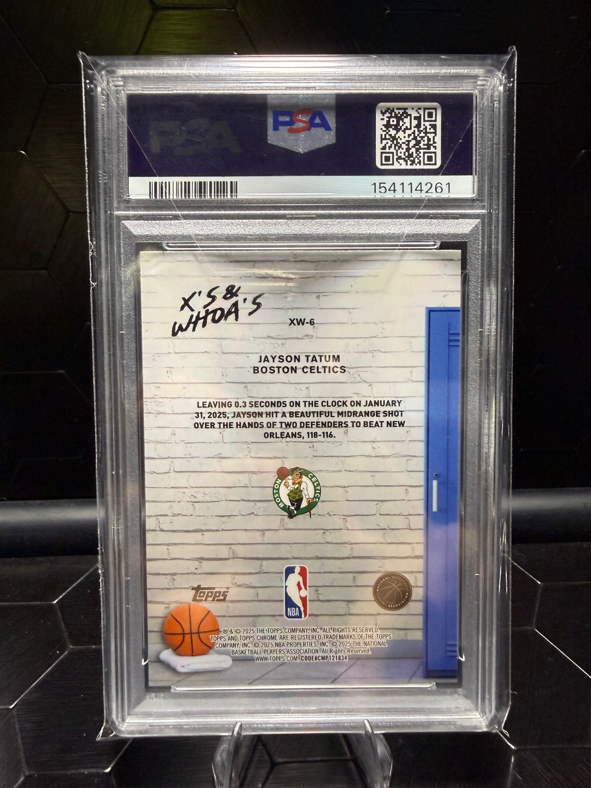 2025-26 Topps Chrome Jayson Tatum #XW-6 X's and Whoa's Green Refractor /99 PSA 8