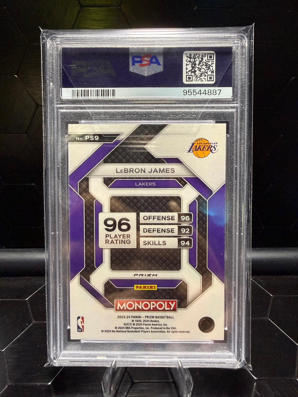 2023-24 Prizm Monopoly LeBron James #PS9 All-Star Monopoly Man B&W PSA 10