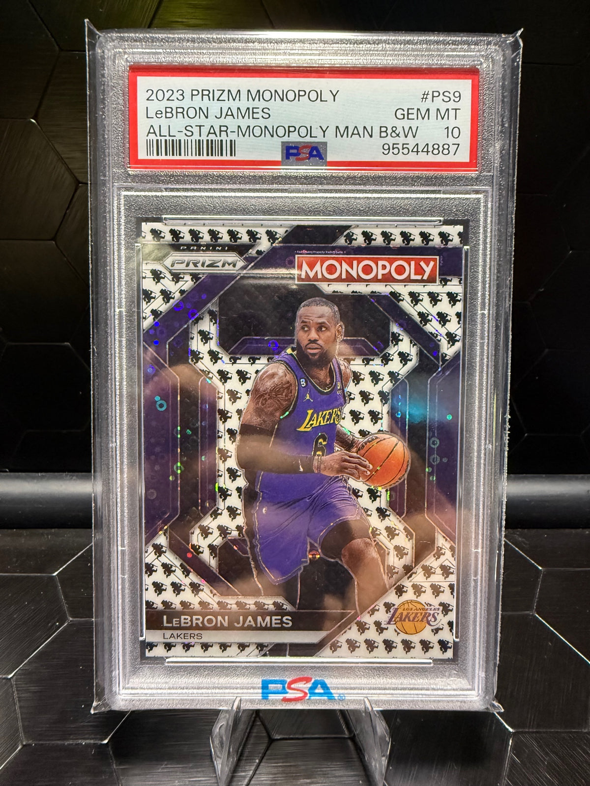 2023-24 Prizm Monopoly LeBron James #PS9 All-Star Monopoly Man B&W PSA 10