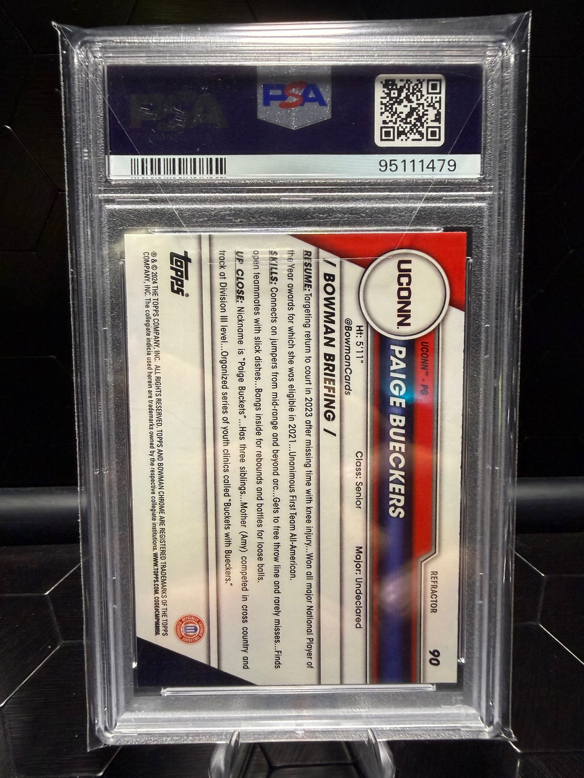 2023-24 Bowman University Chrome Paige Bueckers #90 Refractor PSA 10