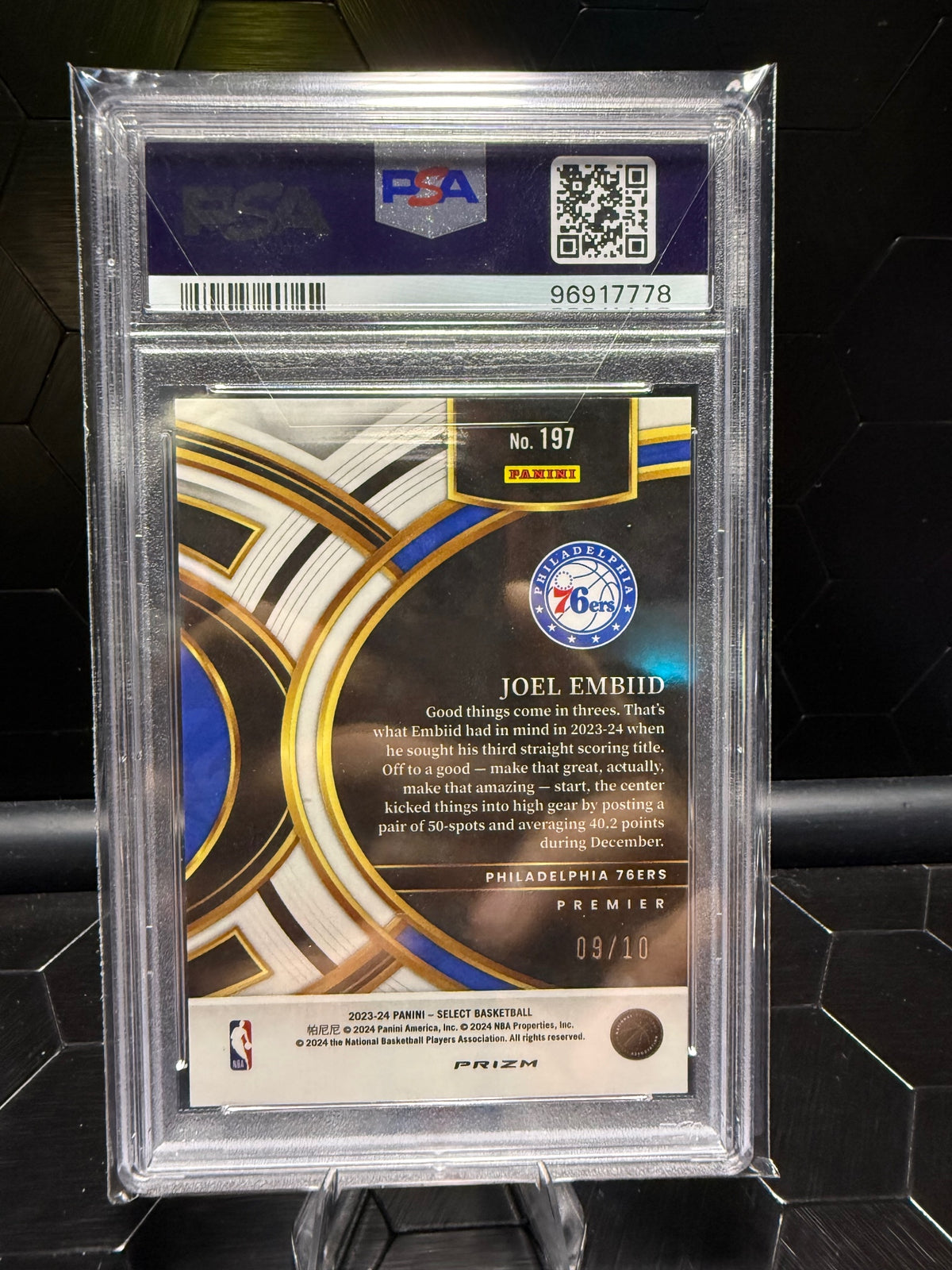 2023-24 Panini Select Joel Embiid #197 Gold Disco /10 PSA 10
