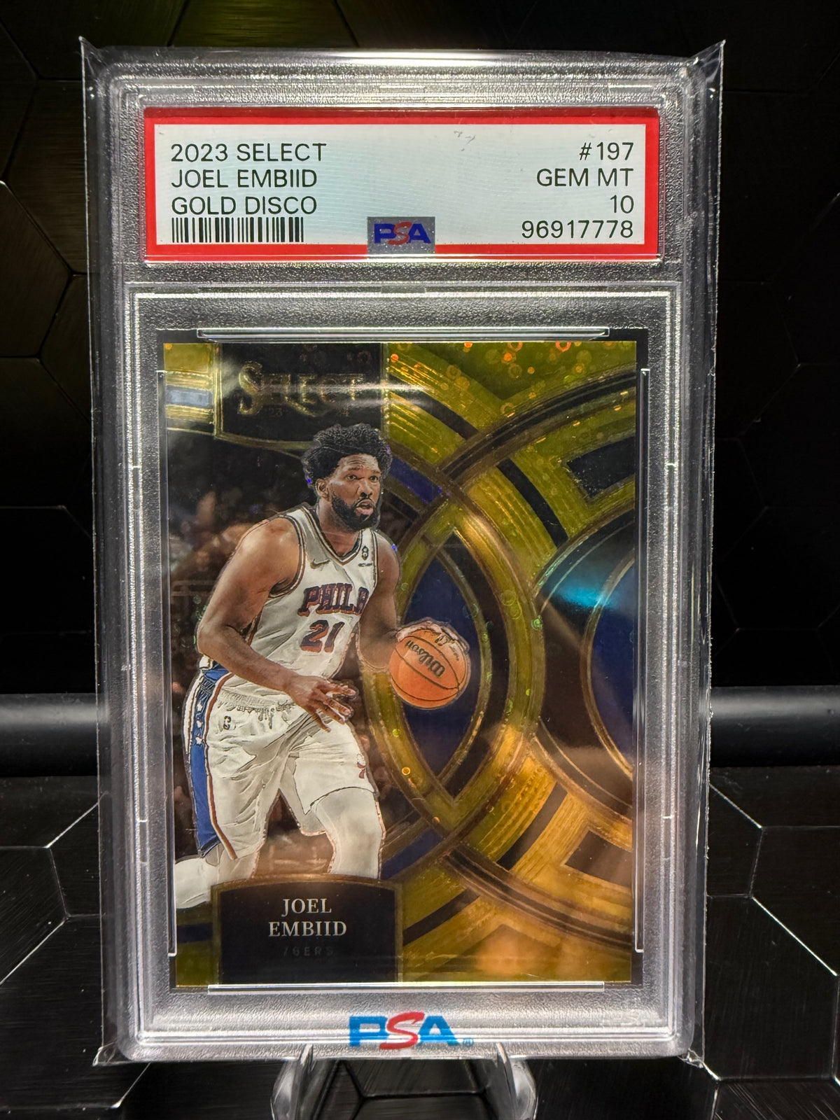 2023-24 Panini Select Joel Embiid #197 Gold Disco /10 PSA 10