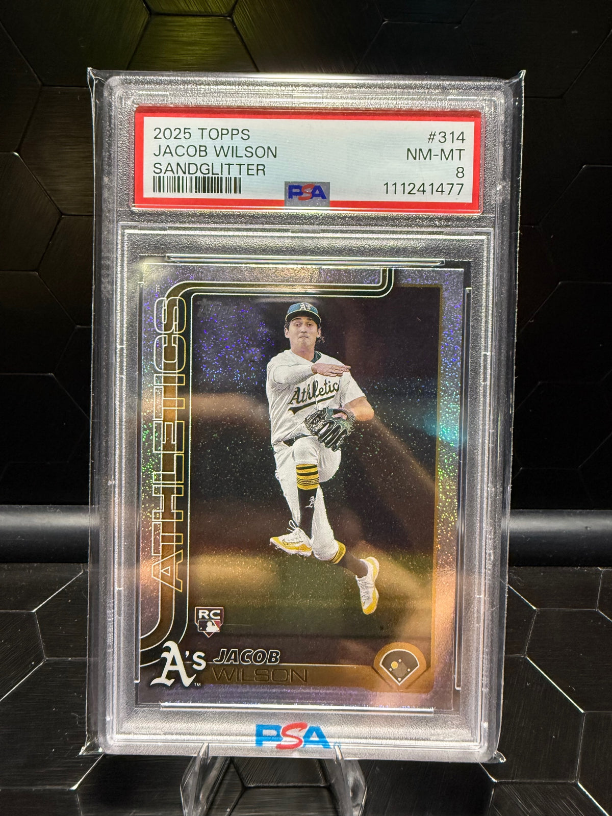 2025 Topps Series 1 Jacob Wilson #314 Sandglitter RC PSA 8