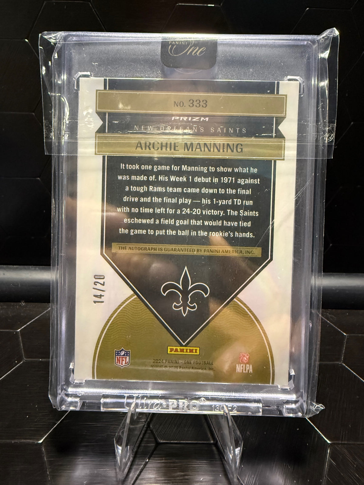 2024 Panini One Archie Manning #333 Once in a Franchise Auto 14/20