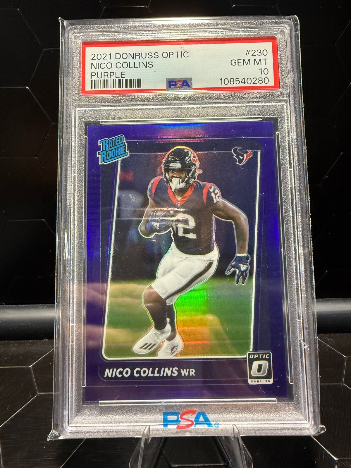 2021 Donruss Optic #230 Nico Collins Purple /50 PSA 10