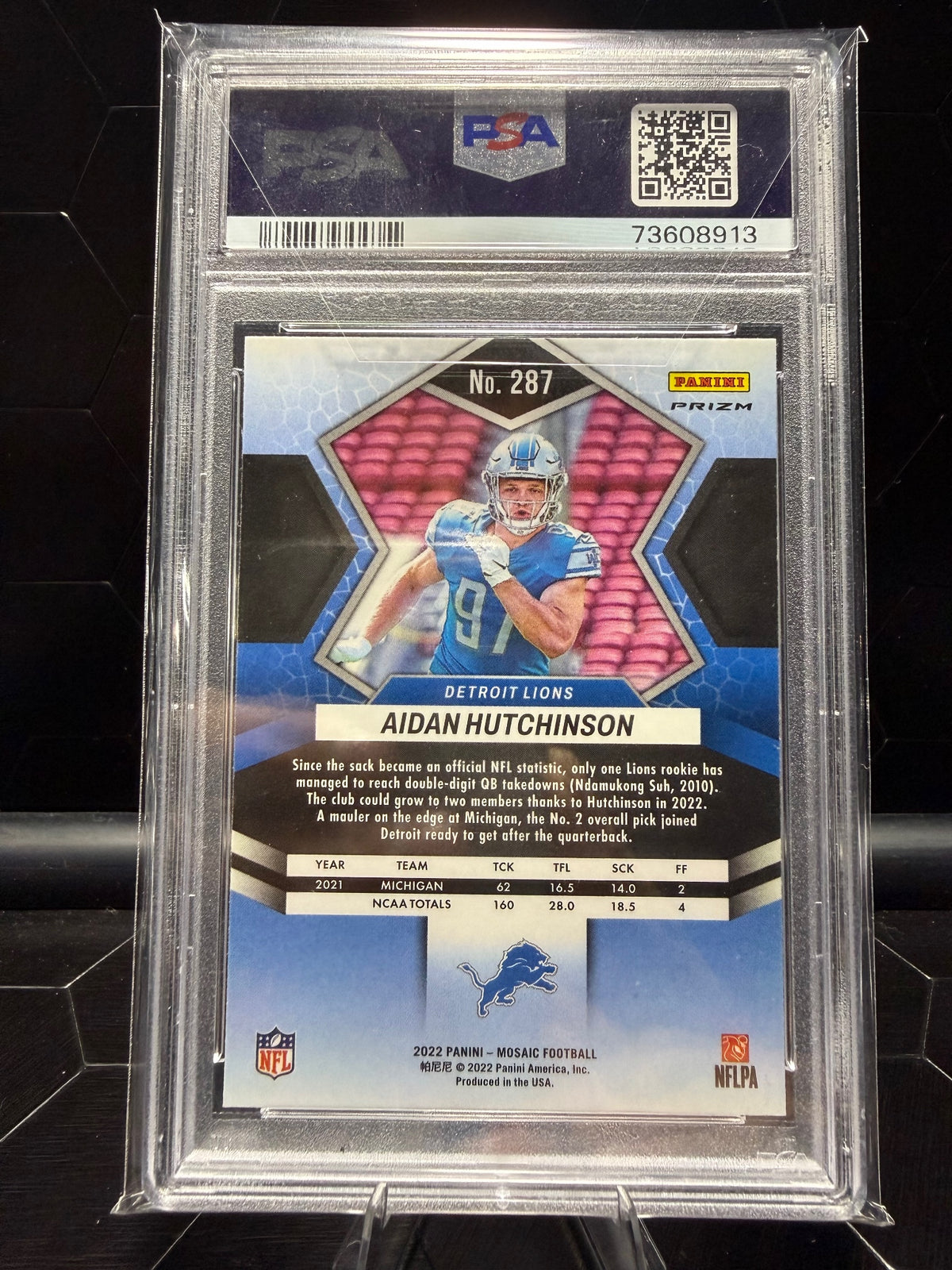2022 Panini Mosaic #287 Aidan Hutchinson Green Mosaic PSA 10