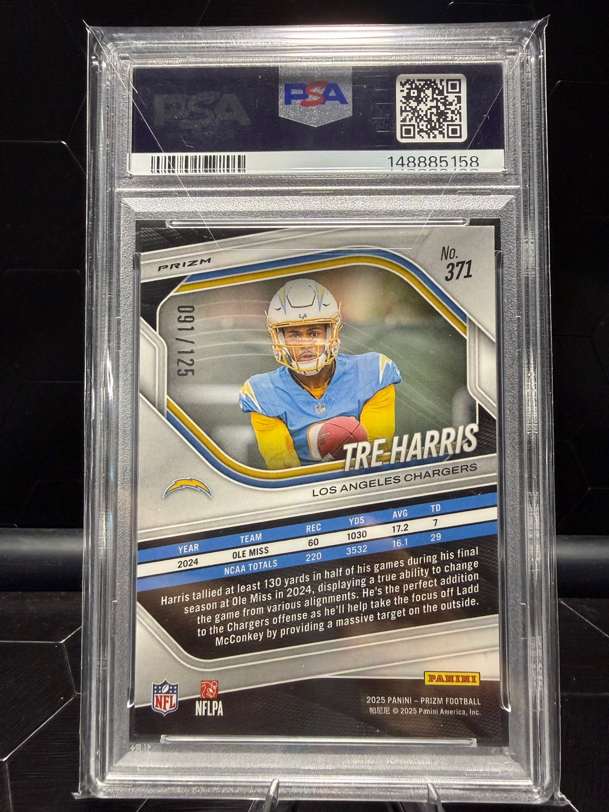 2025 Panini Prizm #371 Tre Harris Purple Prizm /125 PSA 10
