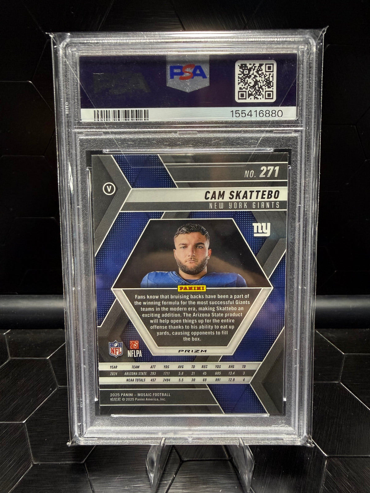 2025 Panini Mosaic #271 Cam Skattebo Mosaic Pink Camo PSA 10