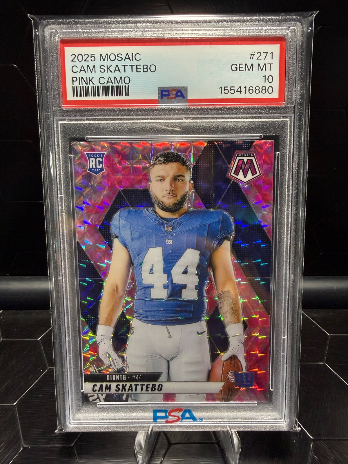 2025 Panini Mosaic #271 Cam Skattebo Mosaic Pink Camo PSA 10