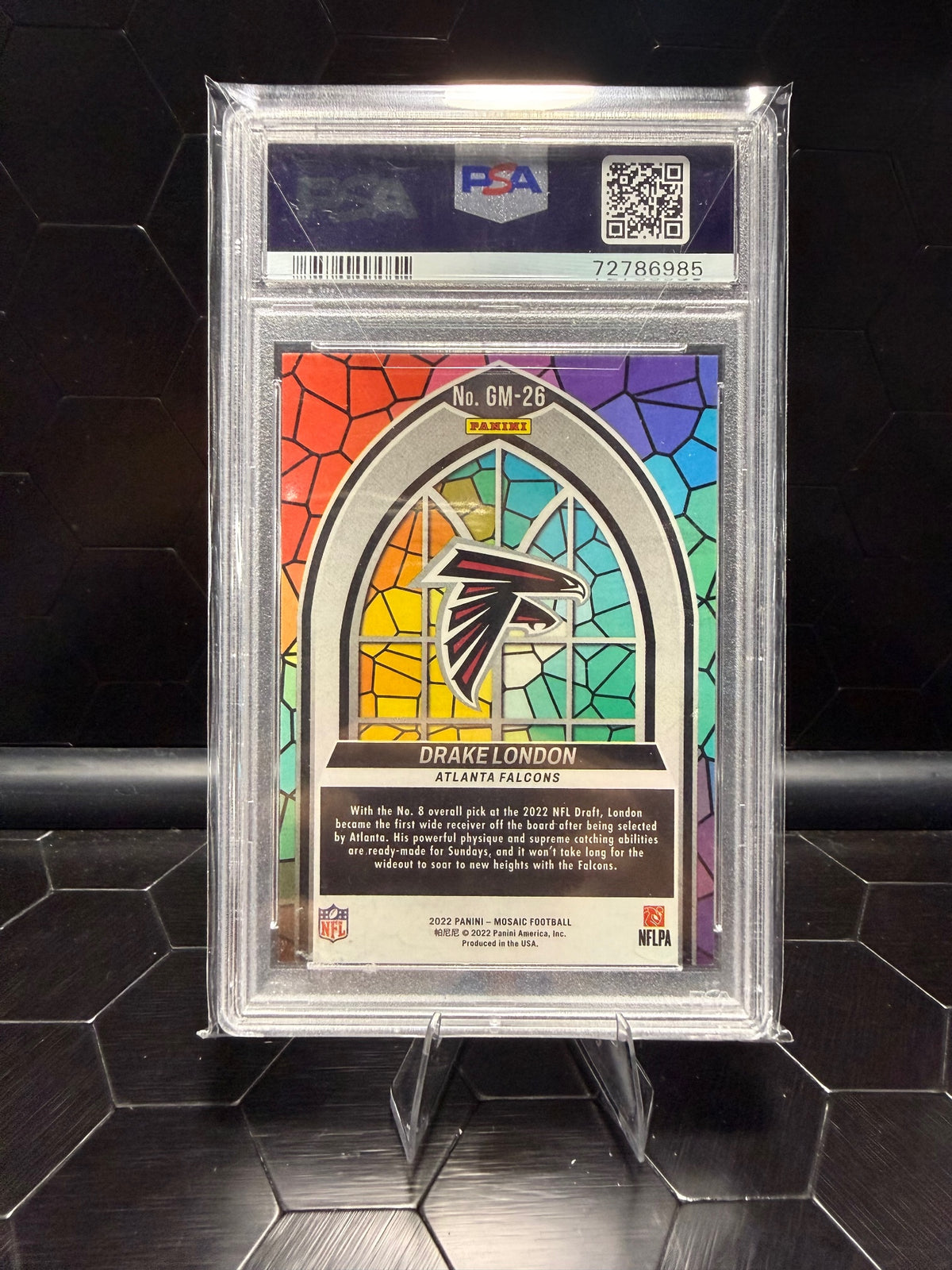 2022 Panini Mosaic #GM-26 Drake London Glass Mosaic PSA 9