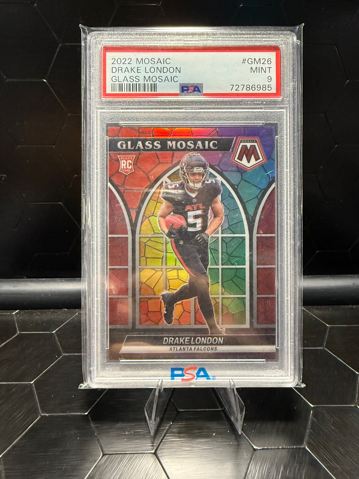 2022 Panini Mosaic #GM-26 Drake London Glass Mosaic PSA 9