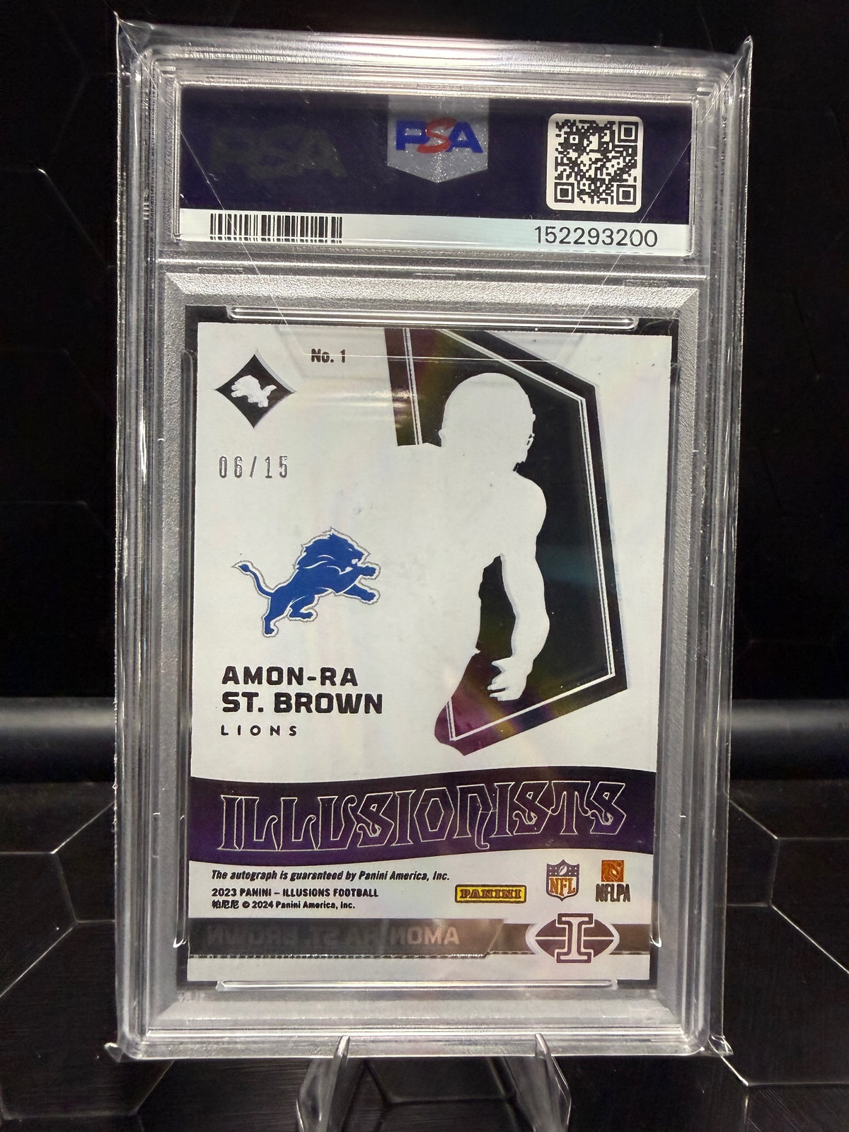 2023 Panini Illusions #1 Amon-Ra St. Brown Illusionists Auto Black 06/15  PSA 8